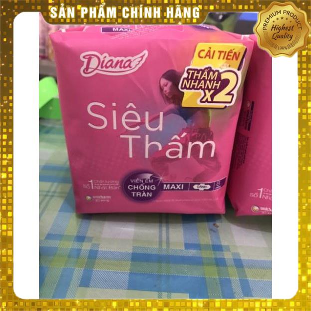 Băng vệ sinh Diana Maxi dày 8 miếng có cánh/ không cánh