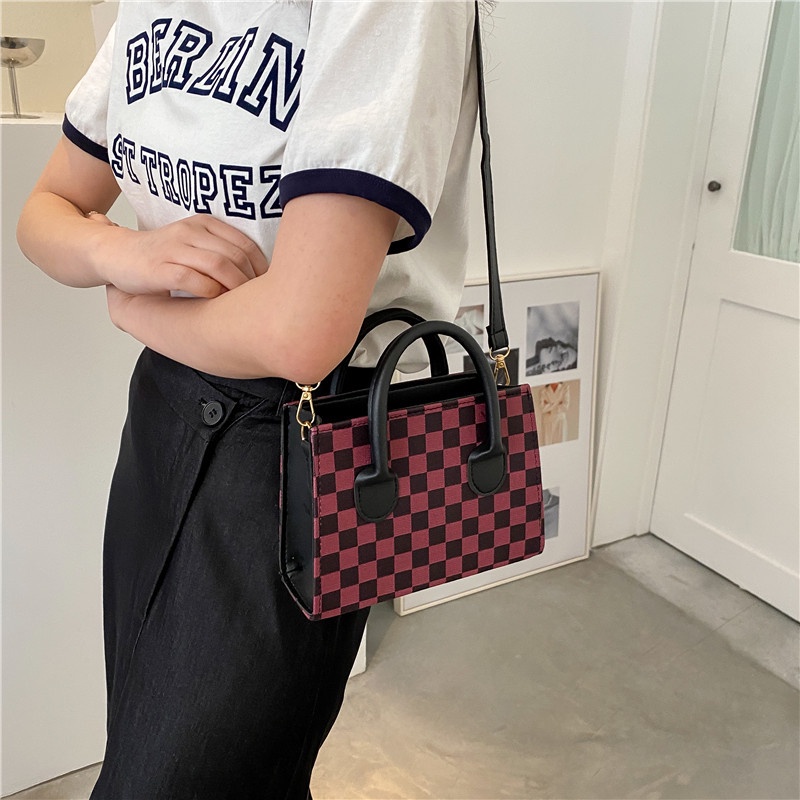 Spring new fashion retro leopard print shoulder crossbody small square bag casual western style Plaid contrast color handbag