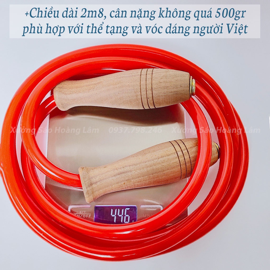 Dây Nhảy thể lực võ thuật Boxing, muay Thái... dài 2.8m, dây nhảy tập thể dục giảm cân tập Gym cán gỗ cao cấp siêu bền