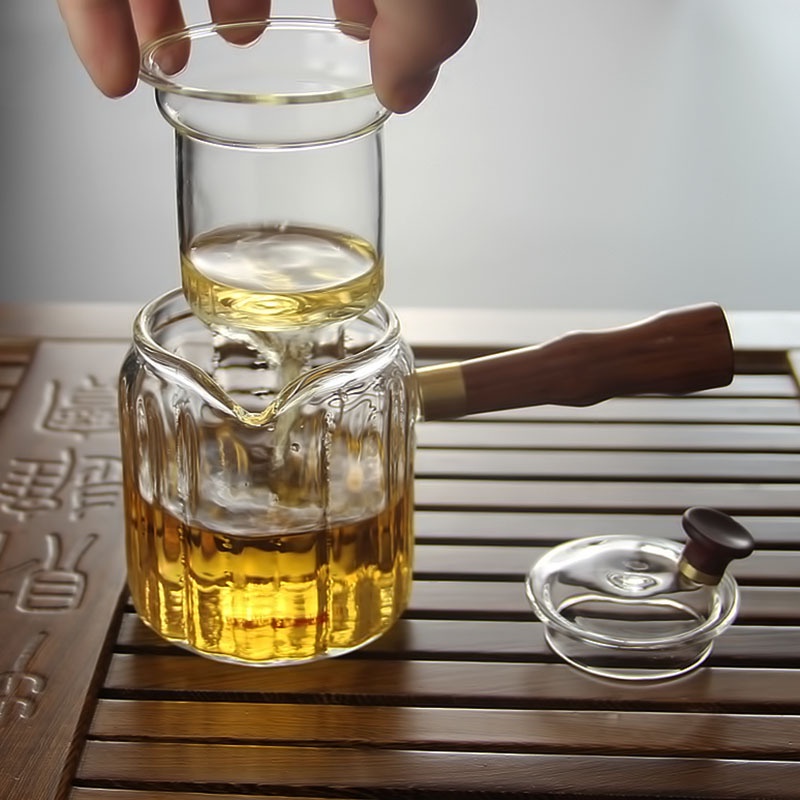 Ấm, Bình Thủy Tinh Có Lõi Lọc Dùng Pha Các Loại Trà Xanh, Trà Hoa Dung Tích 220 ml