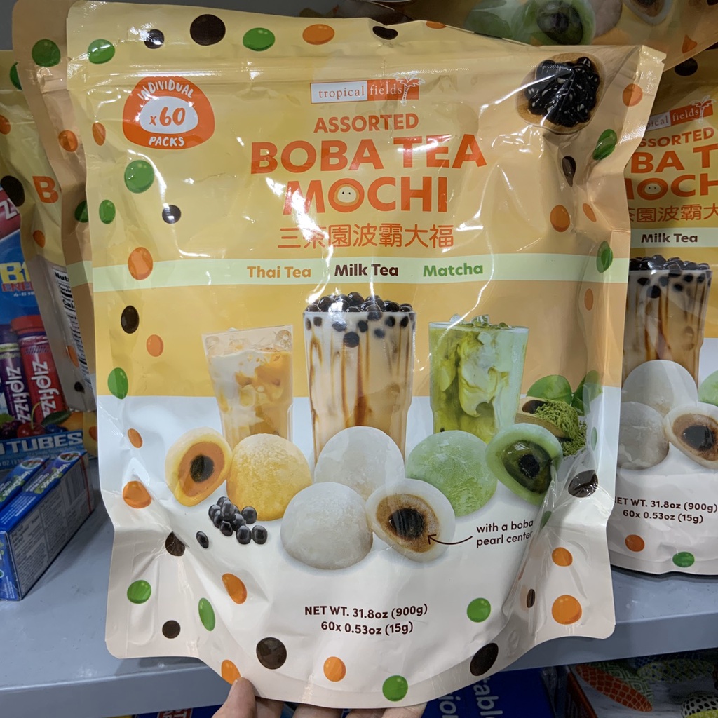 Bánh mochi trà sữa trân châu Assorted Boba Tea Mochi date 6/2023 bịch 60 cái - EDS