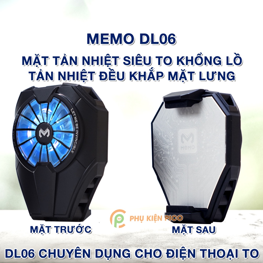 Quạt tản nhiệt điện thoại Memo DL05 2023 V3 Sò lạnh Siêu lạnh, hiển thị nhiệt độ, LED RGB, Kẹp thu vào 2 chiều