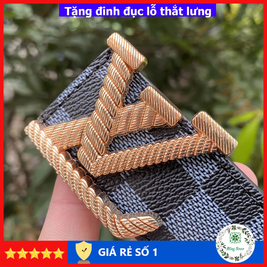 Thắt lưng nam LV dây lưng lv nam cao cấp dây may viền chắc chắn mặt kim loại nguyên khối trẻ trung sành điệu DLLV005