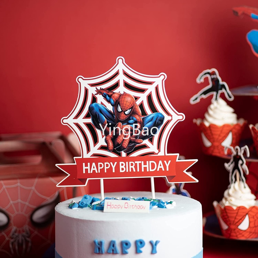 1 Bộ Phụ Kiện Trang Trí Bánh Kem Hình Người Nhện