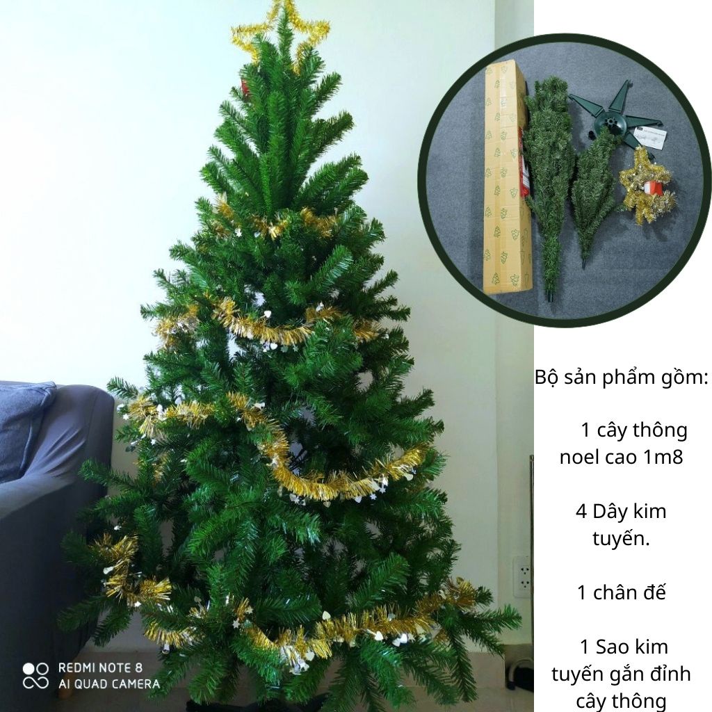 Cây thông noel 1m8 trang trí cây thông giáng sinh đẹp trưng bày ngoài trời phòng khách văn phòng shop quần áo quán cafe