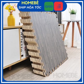 Combo 25 tấm thảm xốp vân gỗ lót sàn không mùi khổ 60x60cm kèm viền thảm