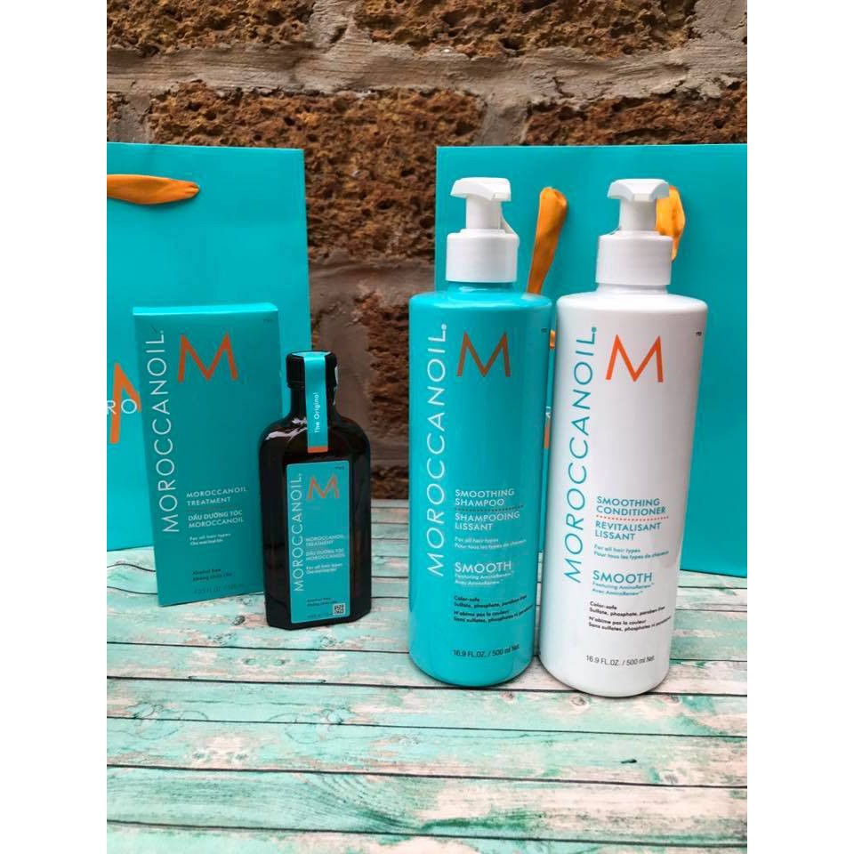 [ Chính Hãng ] Dầu Gội Và Dầu Xả Suôn Mượt Moroccanoil Smooth 500ml X 2 - Tặng Tinh Dầu