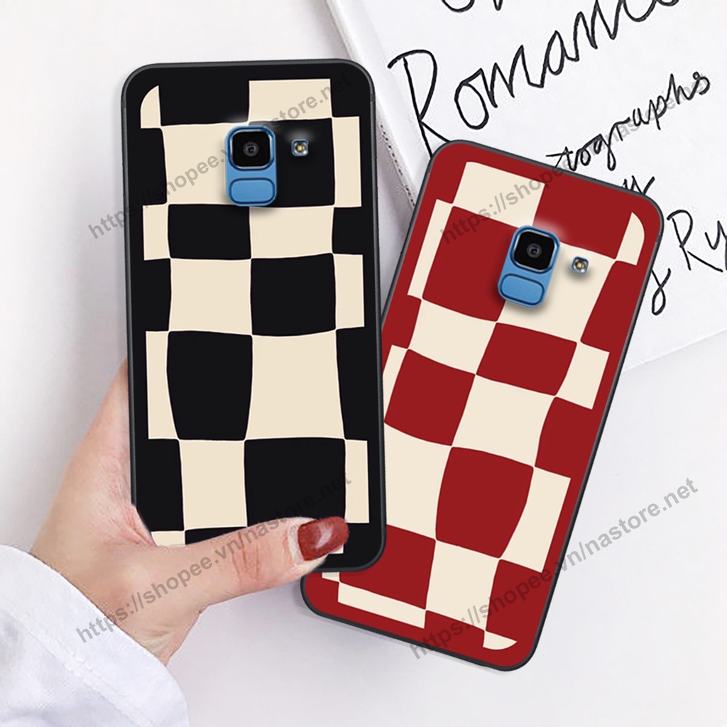 Ốp lưng Samsung J6 2018 / J6 Plus / J6+ mặt cười, họa tiết caro đơn giản đẹp cute