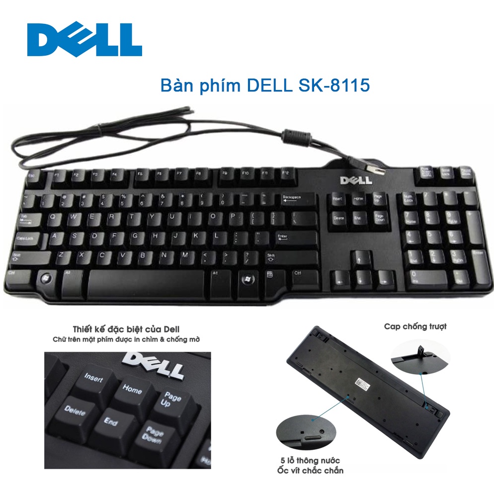 Bàn phím văn phòng DELL SK-8115, bấm êm, không phát ra tiếng kêu. Đã qua sử dụng. Cam kết sản phẩm đúng mô tả