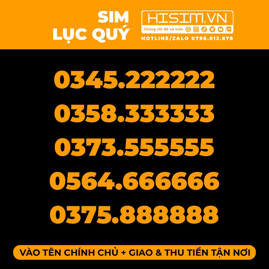 Sim Lục Quý Siêu VIP, giao sim thu tiền tận nơi trên toàn quốc | HiSim.VN