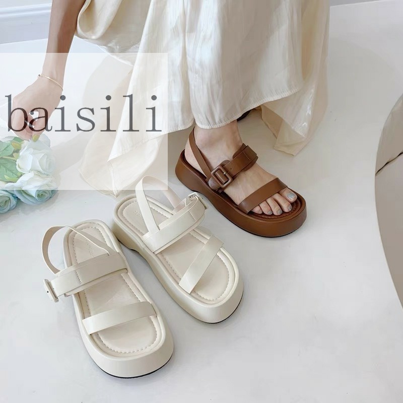 SANDAL NỮ BAISILI - GIÀY THỜI TRANG PHONG CÁCH XUỒNG NỮ TÍNH HAI QUAI NGANG TRƠN ĐẾ BẰNG BS220902