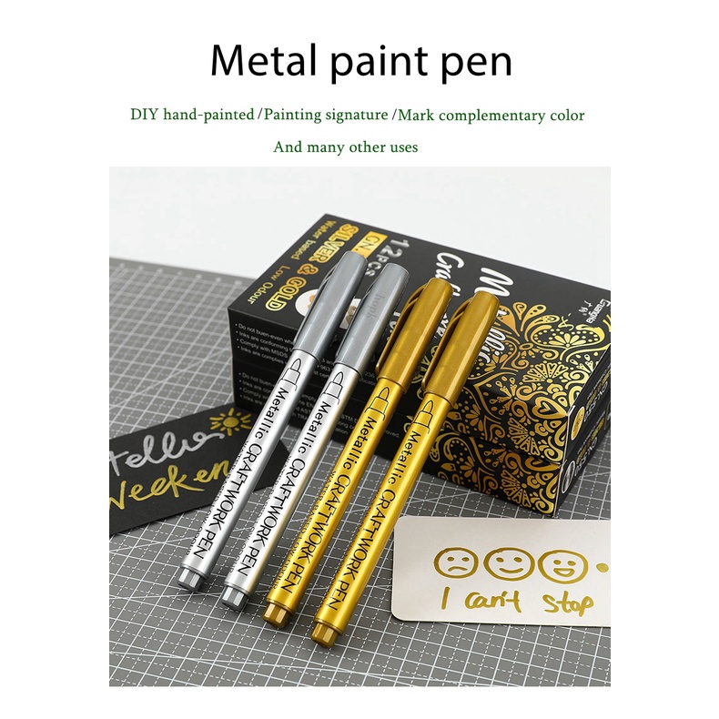 Bút Đánh Dấu Resin Bằng Kim Loại Chống Nước Màu Vàng / Bạc 1.5mm DIY