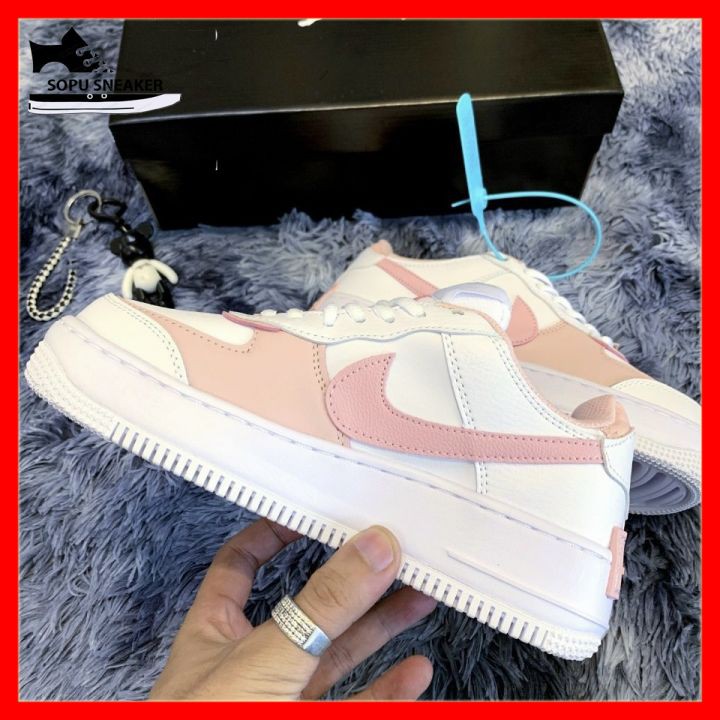 Giày Sneaker AF1(Air Force One) Đế kép Trắng Hồng [HỖ TRỢ ĐỔI TRẢ] Cổ thấp