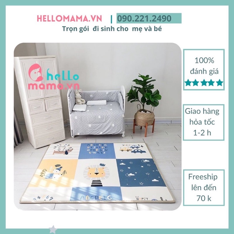 Thảm Umoo gấp gọn mẫu mới 2021 - Chống thấm, không bí, an toàn cho bé (size 1m8x2m, độ dày 1.5 cm)