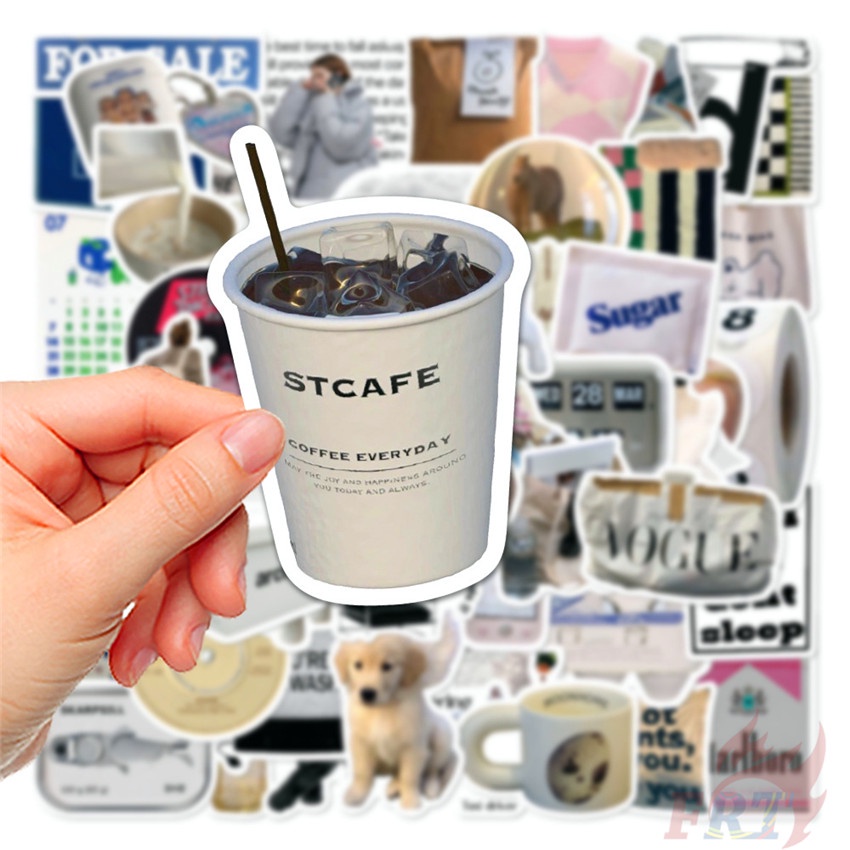Set 55 Món Đồ Chơi Chất Lượng Cao ❉ Set 03 Sticker Dán Trang Trí Màu Trắng Đen Phong Cách Bắc Âu Cổ Điển ❉ Miếng Dán Decal Chống Thấm Nước Thời Trang