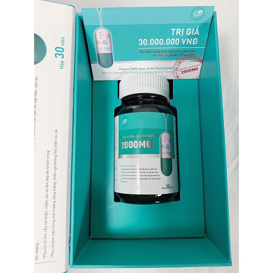 Viên Uống Trắng Da Glutathione 2000mg (Sỷ), viên uống glutathione 2000mg giúp sạch nám, trắng da bật tông