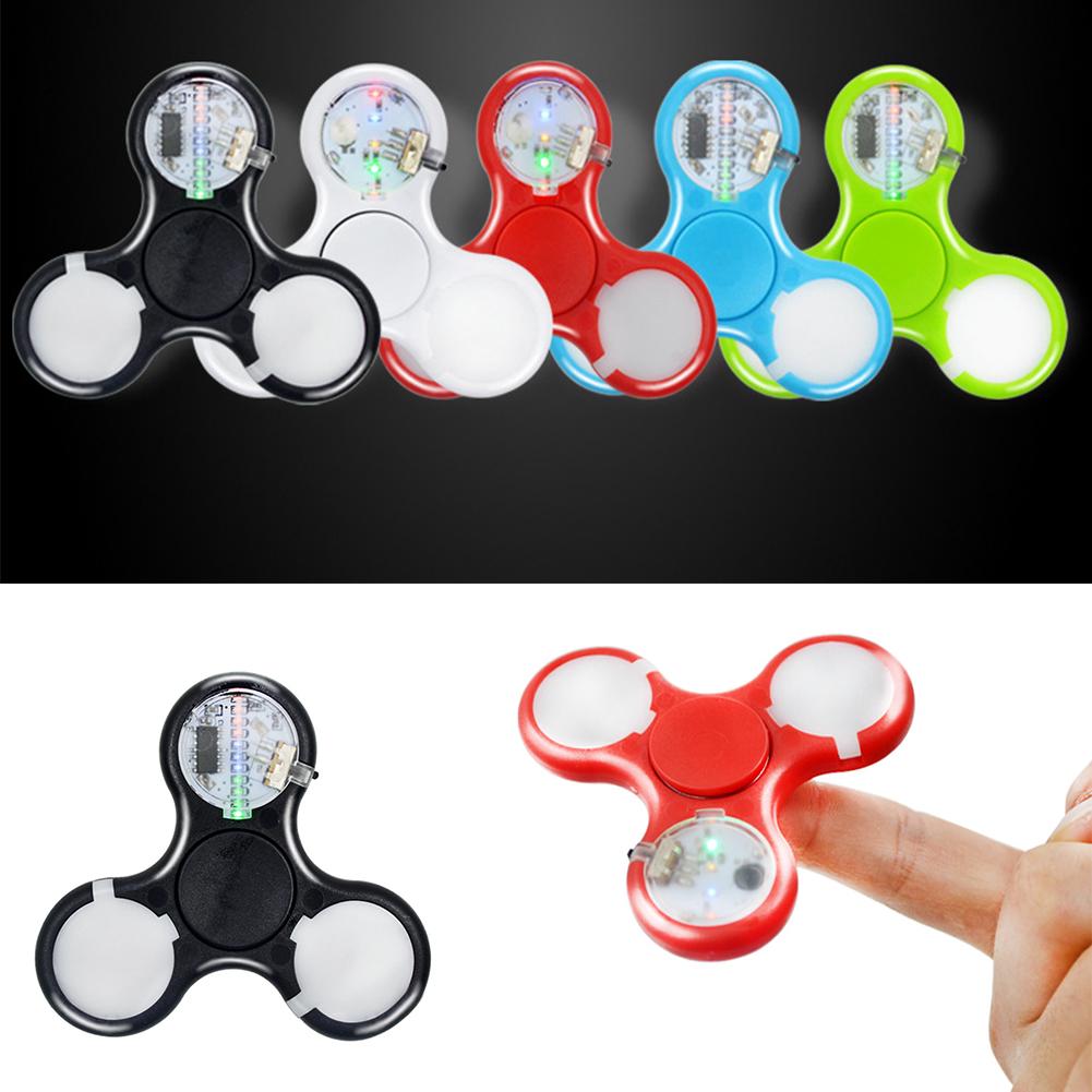 Newest Trendy Cool LED Light ABS Hand Spinner Tri Fidget EDC Toys for Men/Women Stress Relief ADHD