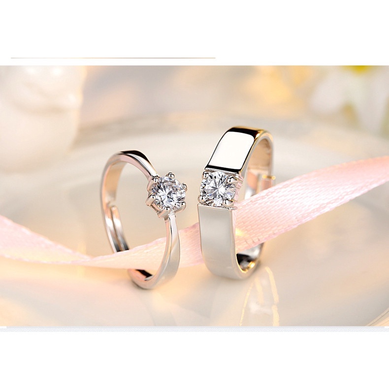Nhẫn Cặp Đôi Mạ Bạch Kim Thời Trang Hàn Quốc