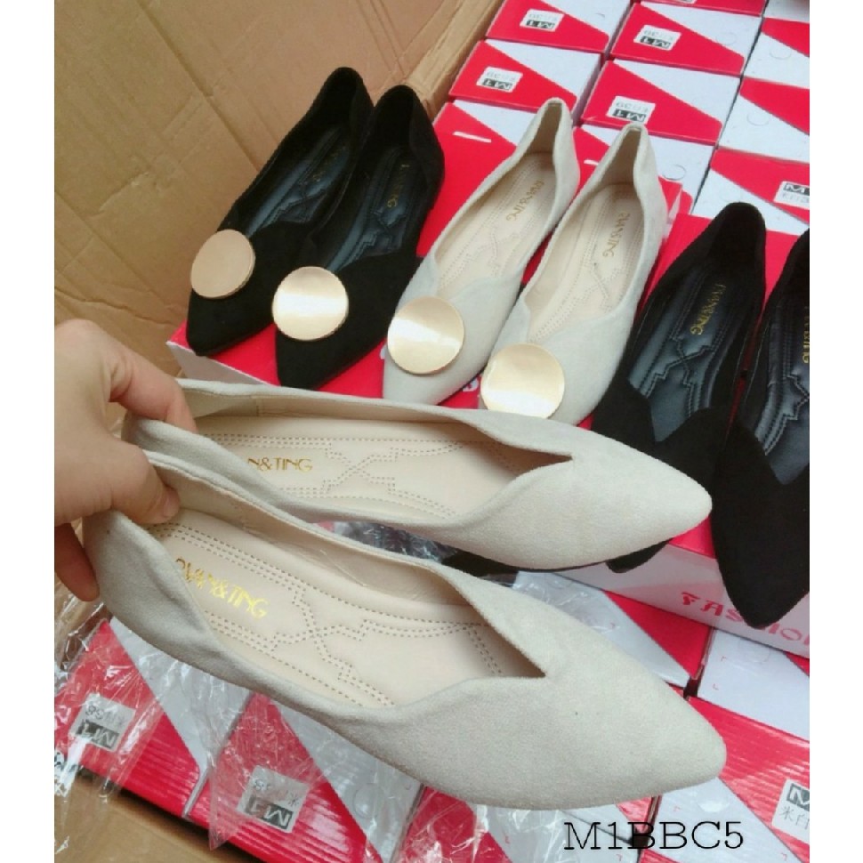{Xả Kho} Giày Búp Bê Bệt Da Lộn và Kết Hợp Họa Tiết Mặt Trăng (M1, M2)