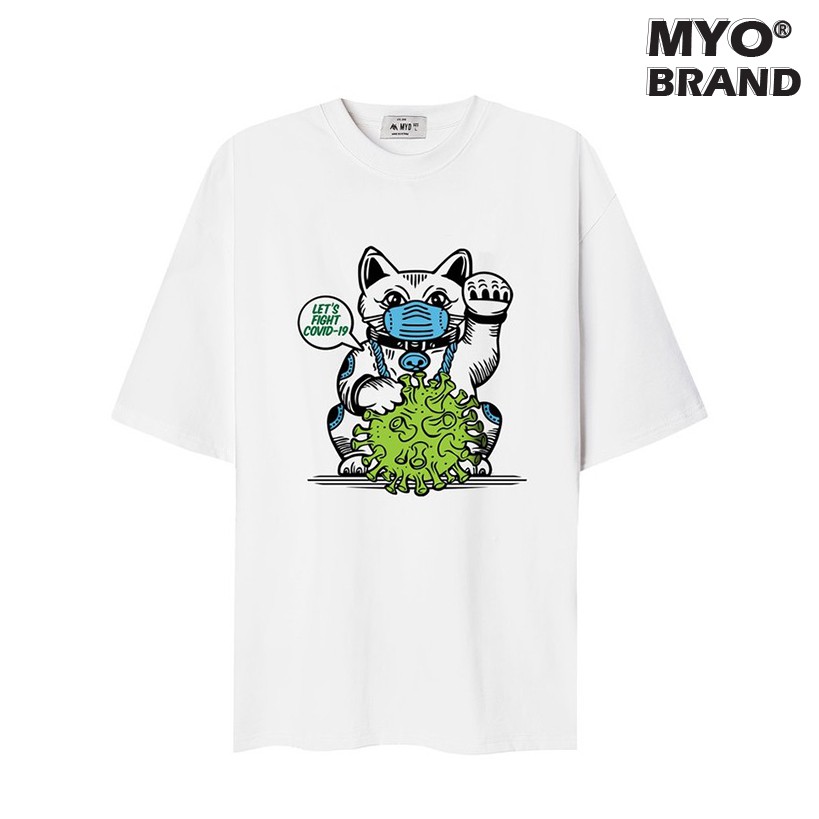 Áo Thun MYO Vải Cotton In Hình LUCKY CAT