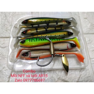 Mồi mềm NFF 7 con kèm lưỡi móc mồi thép đen