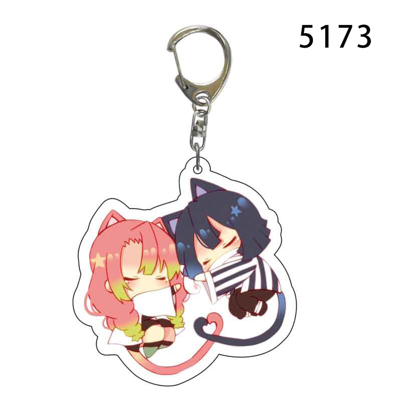 Demon Slayer Tanjirou Nezuko Móc Khóa Mèo Đuôi Trái Tim Tình Yêu Móc Khóa Acrylic Túi Mặt Dây Chuyền Móc Khóa Anime Nhật Bản Lưu Niệm
