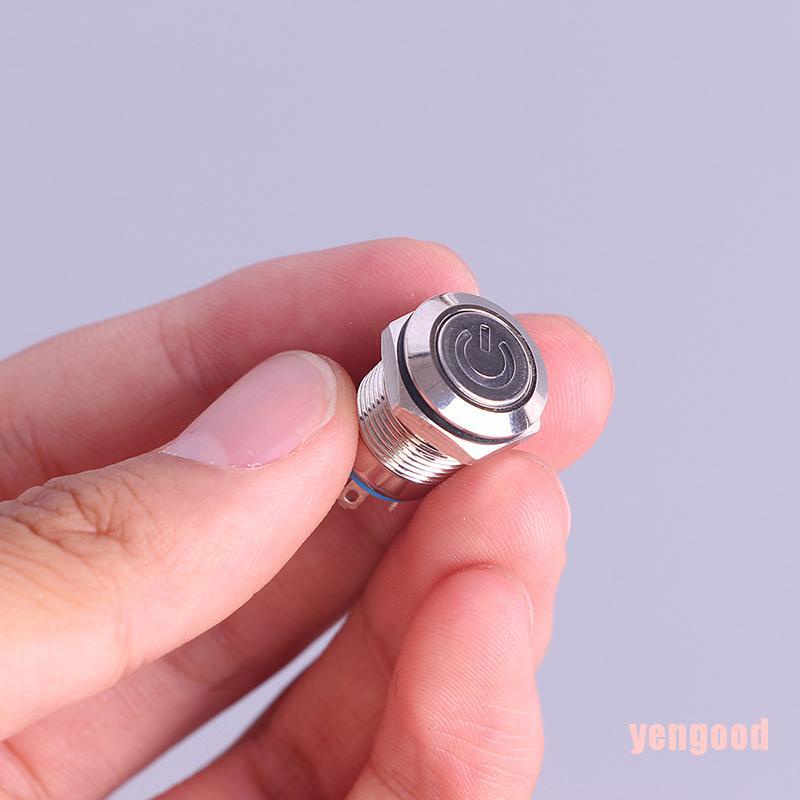 Nút bấm công tắc đèn led 12mm 12v bằng kim loại màu đen chống thấm nước