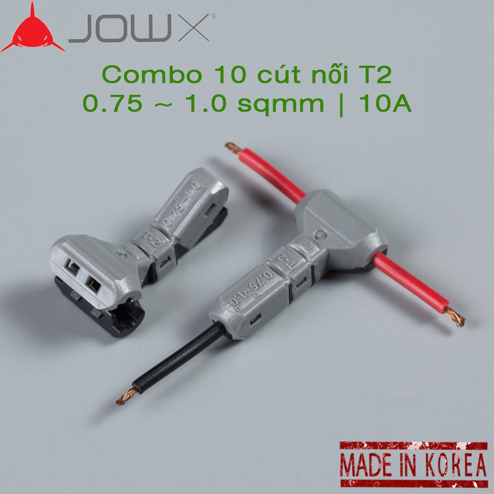 Combo 10 cút nối dây điện T2 JOWX Hàn Quốc cút nối phân nhánh chữ T