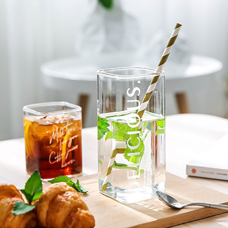 Ly SWEEJAR bằng thủy tinh hình vuông in chữ tiếng Anh đơn giản