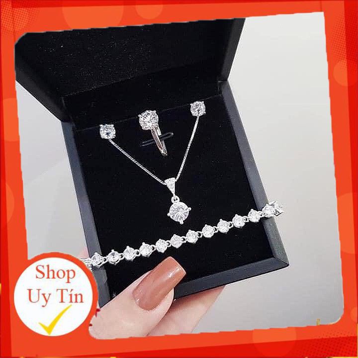 ❤️FREESHIP ❤️ Bộ Đá Bạc Nhỏ Xinh - Bộ Đá Bạc Cao Cấp Trang Sức Đẹp Mê Li Cho Nàng