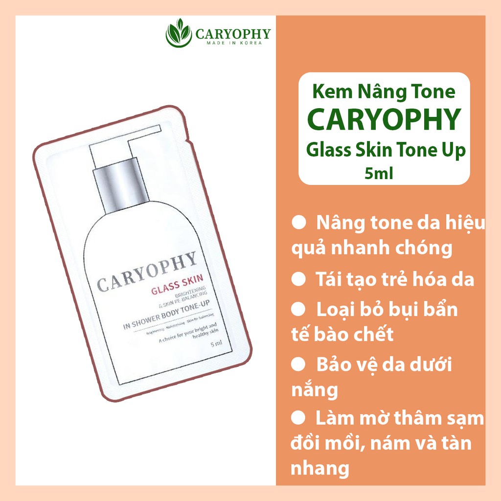 Kem dưỡng trắng toàn thân body caryophy Glass Skin In Shower Body Tone Up Caryophy bật tone an toàn trắng nhanh  - 5ml | BigBuy360 - bigbuy360.vn