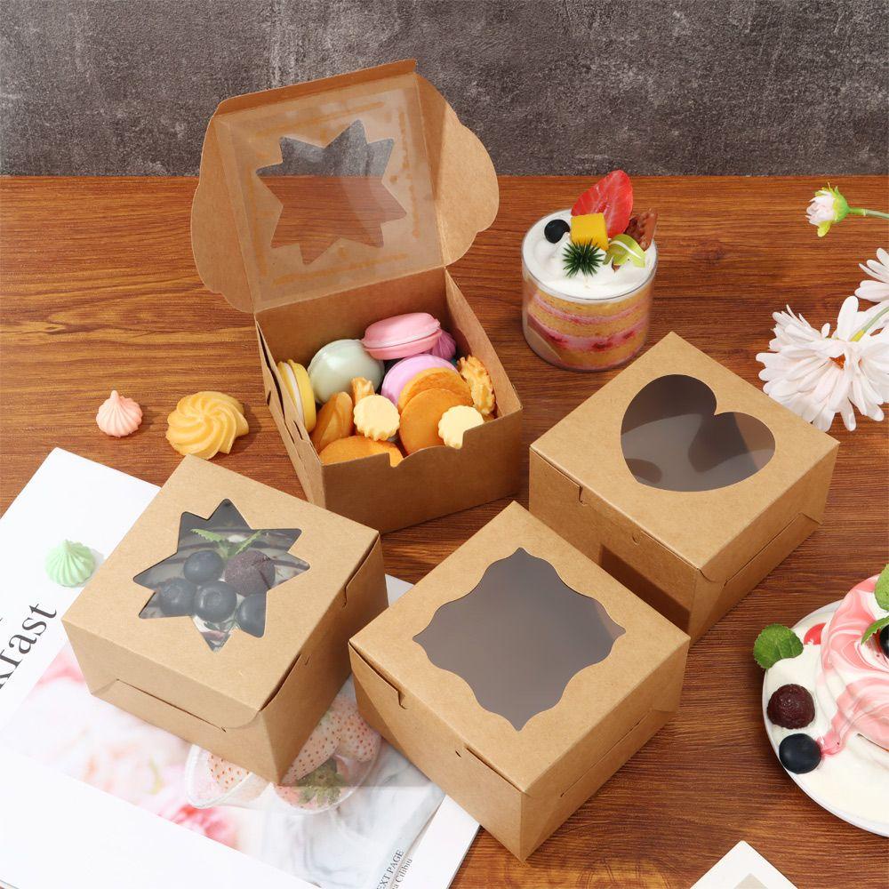 CHOOKEY Bộ 10 Hộp Đựng Bánh Quy Làm Quà Tặng Hình Ngôi Sao / Trái Tim Màu Trắng / Nâu Dễ Thương