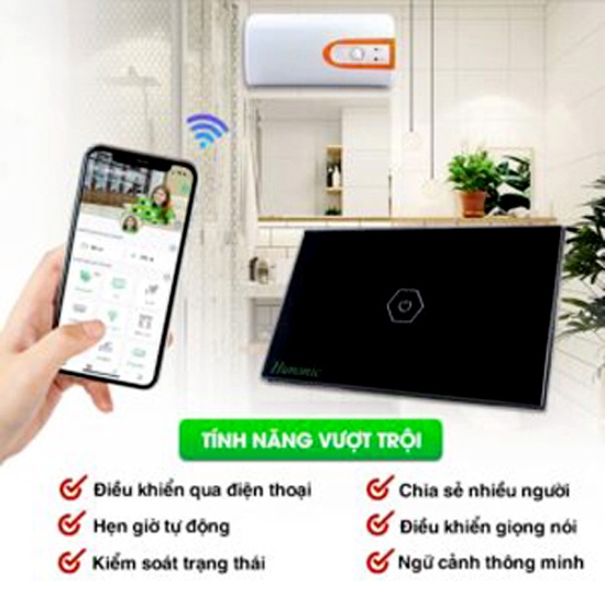 Công tắc thông minh wifi điều khiển từ xa điều hòa, bình nóng lạnh (Hunonic_Hàng Việt Nam chính hãng)