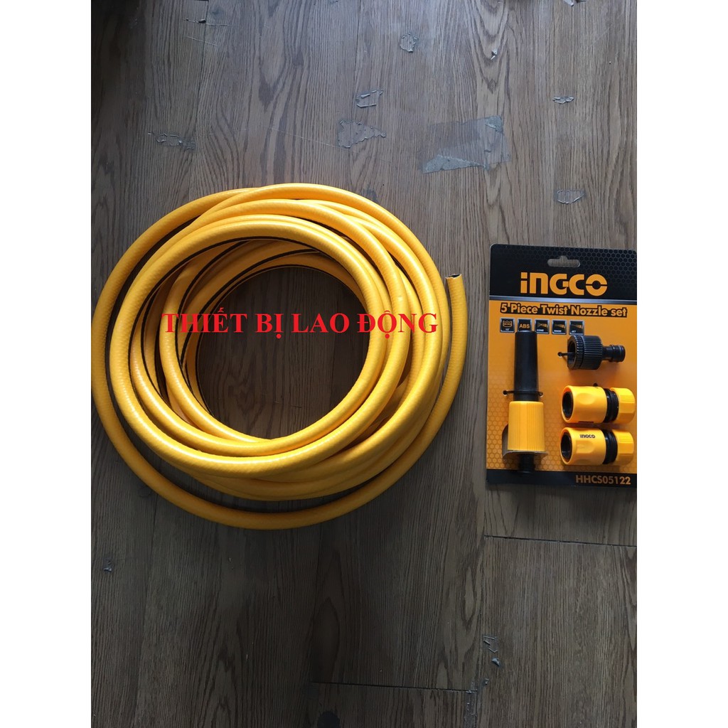 Combo ống nhựa PVC và bộ 5 đầu nối nhanh máy xịt rửa INGCO HPH2001 HHCS05122