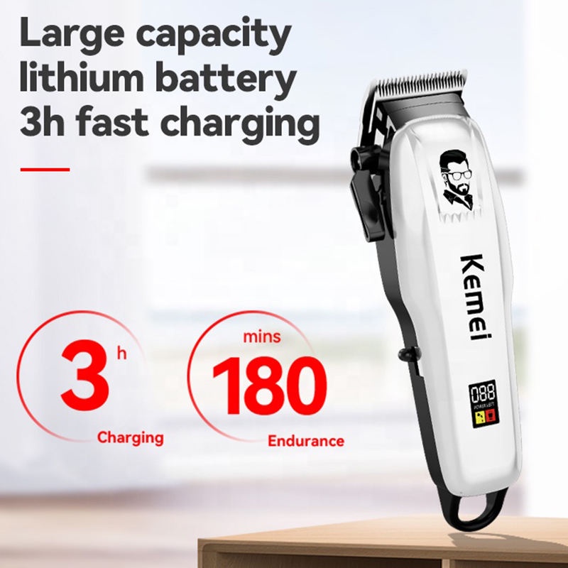 Tông Đơ Cắt Tóc Chuyên Nghiệp Kemei km-PG809A Có Thể Điều Chỉnh Màn Hình LCD km-809a