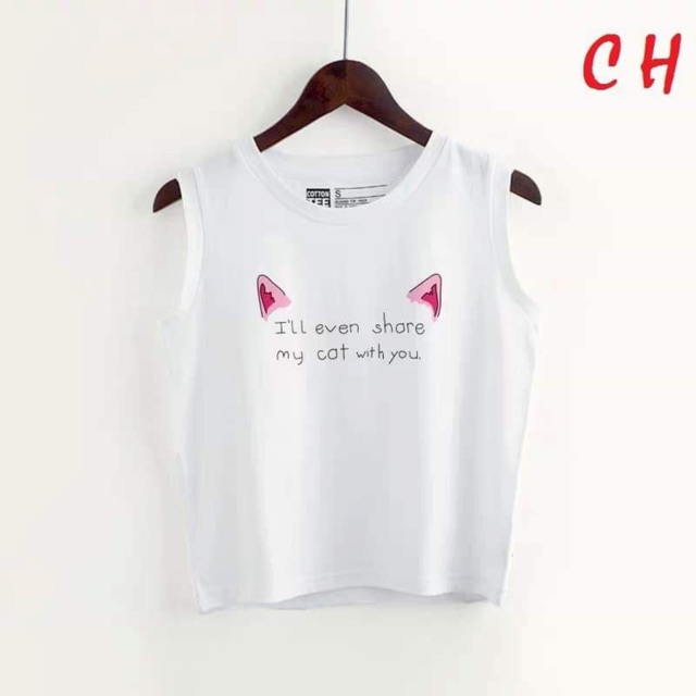 Áo ba lỗ dòng chữ tai mèo COH0619
