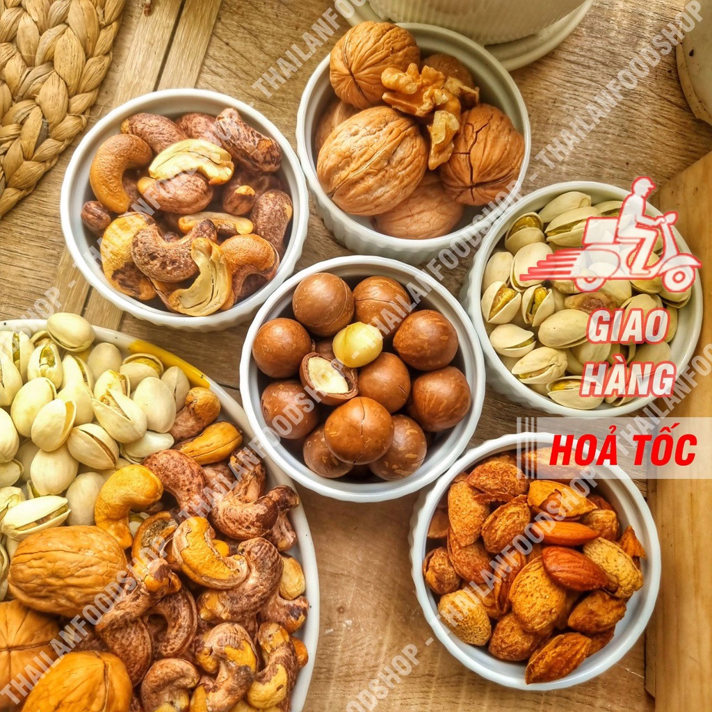 Hạt Dinh Dưỡng Mix 5 Vị (Macca, Hạt Dẻ Cười, Hạnh Nhân, Hạt Điều, Óc Chó) Lon 450Gram