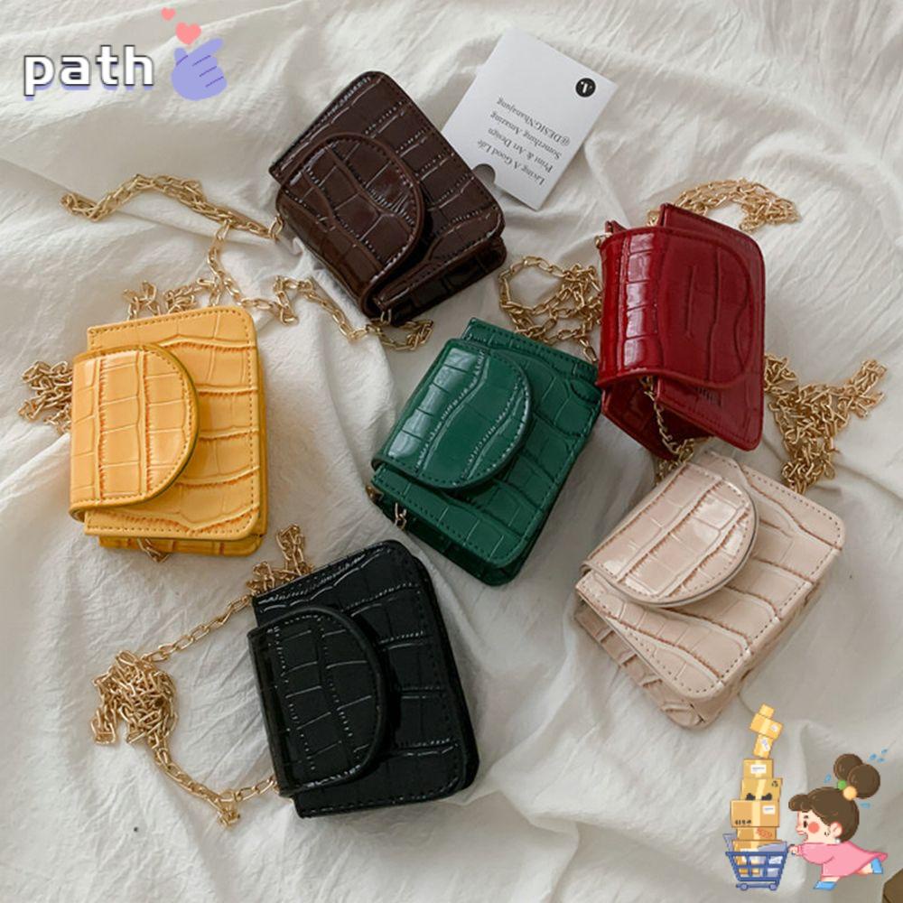 ♪Con đường♪ Túi Đeo Chéo Mini|Túi Đeo Vai Bằng Da PU Phối Dây Xích Thời Trang Dành Cho Nữ
