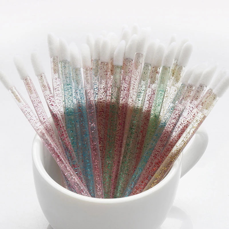 [Hàng mới về] Set 50 cọ trang điểm môi dùng một lần có tay cầm nhiều màu sắc tùy chọn tiện lợi