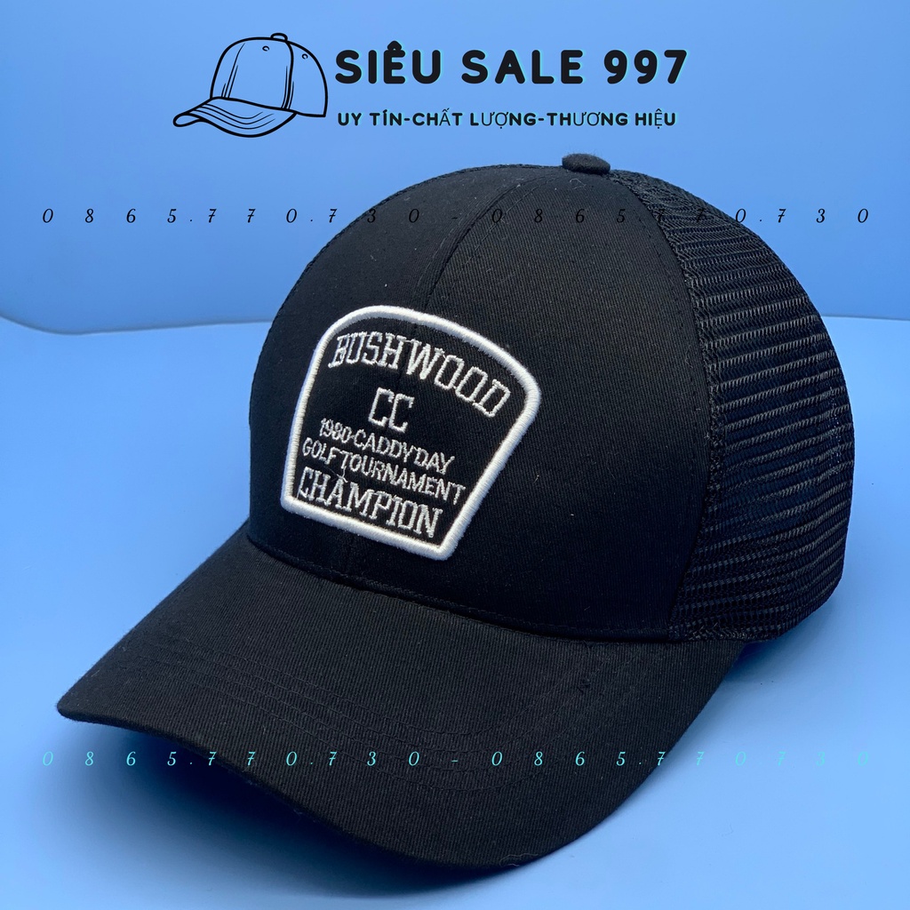MŨ LƯỠI TRAI BUSHWOOD KẾT LƯỚI THOÁNG MÁT THÊU LOGO THỜI TRANG