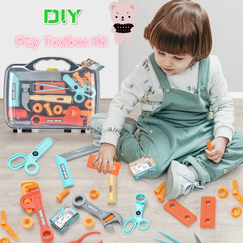 Diy Play House Toolbox Kit Pretend Toys Simulation Repair Tools Storage Box Engineering Puzzle Toys Early Educational Toys Gifts Boy