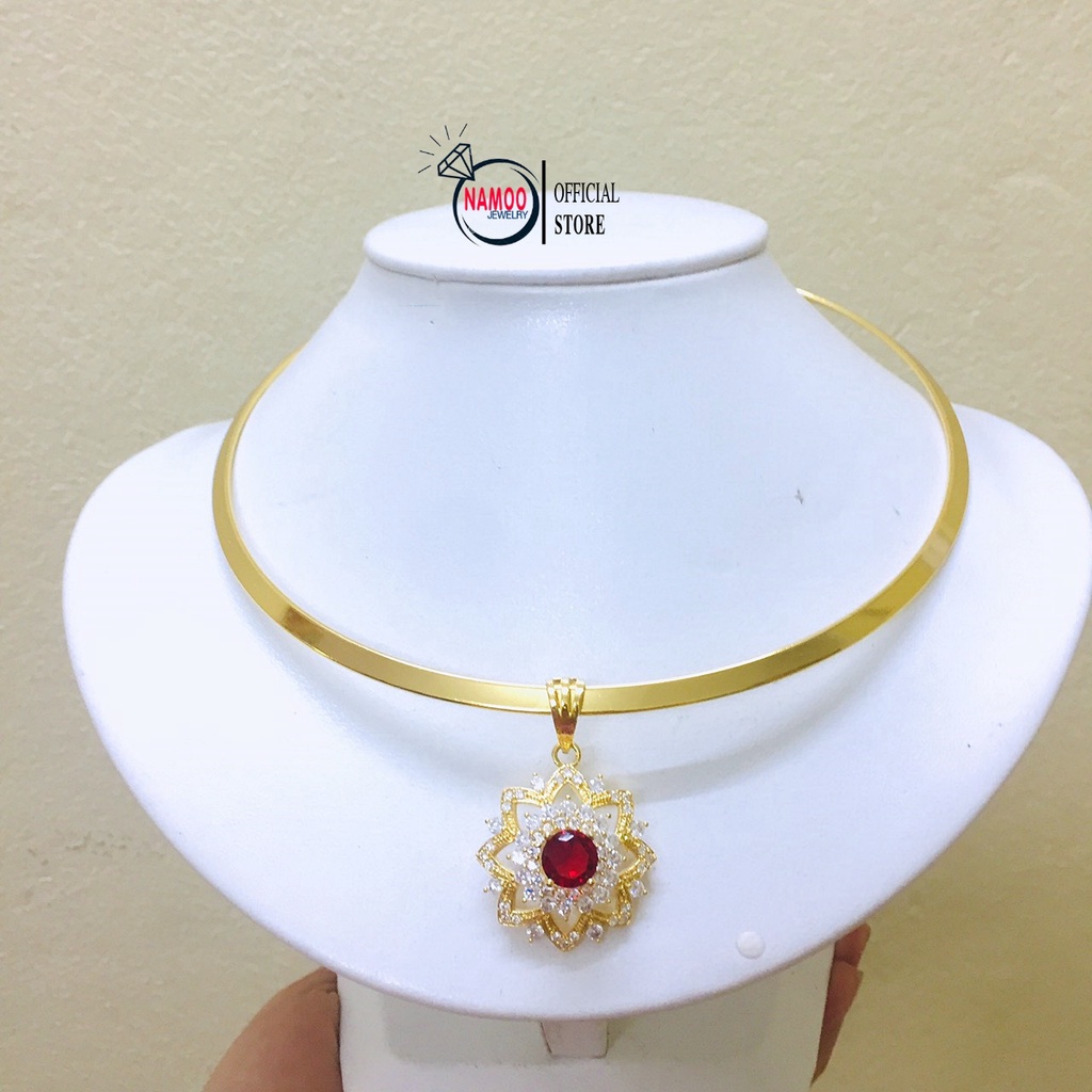 Kiềng Cổ Nữ Mạ Vàng Bản Hoa Lớn Namoo Jewelry