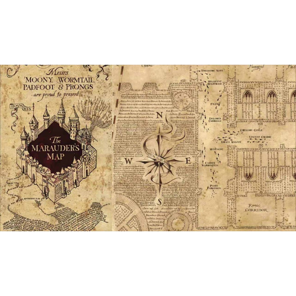 Bản đồ Đạo Tặc Marauders Map trong truyện Harry Potter