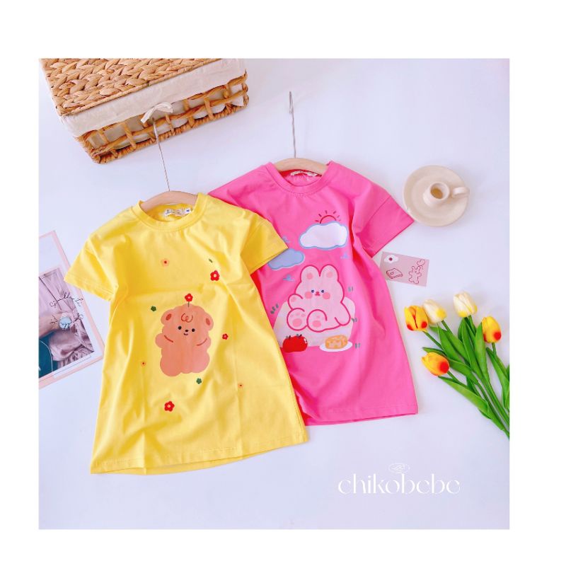 🎀🧸ĐẦM BÉ GÁI IN GẤU CUTE DÁNG A🧸🎀