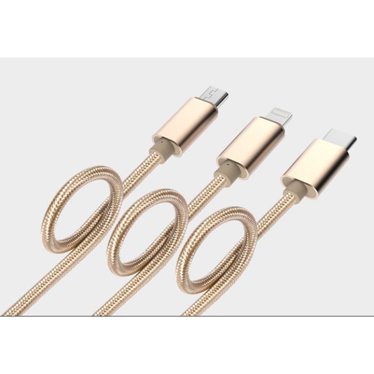 CÁP SẠC 3 ĐẦU HOCO X2 - MICRO USB - LIGHTNING - USB TYPE C dùng cho Iphone, Samsung, Type C