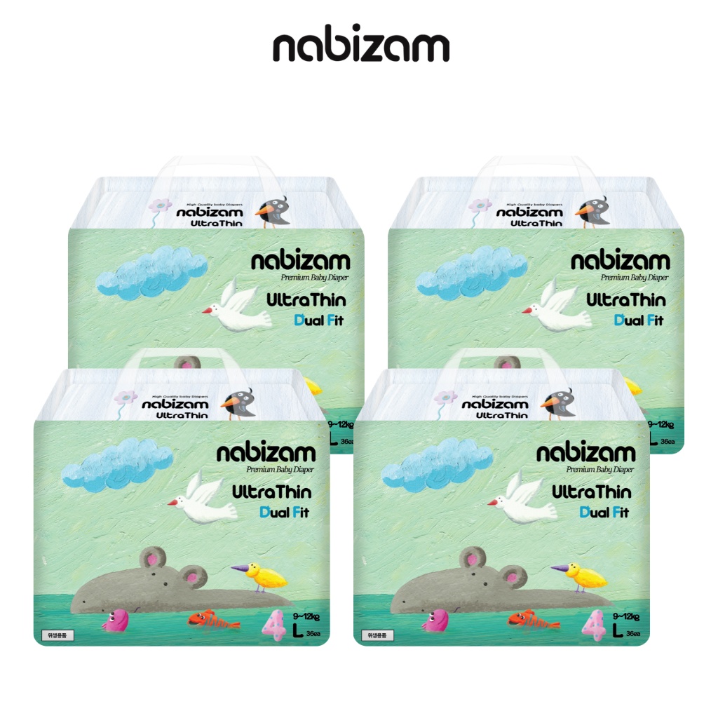 COMBO 4 Bịch Tã/Bỉm Quần Nabizam Ultra Thin Nội Địa Hàn Cao Cấp Mỏng Nhẹ Phù Hợp Cho Ban Đêm Size L Cho Bé Từ 8-13kg