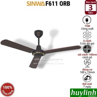 Quạt trần cánh gỗ Sinwa F611 ORB - 3 cánh gỗ