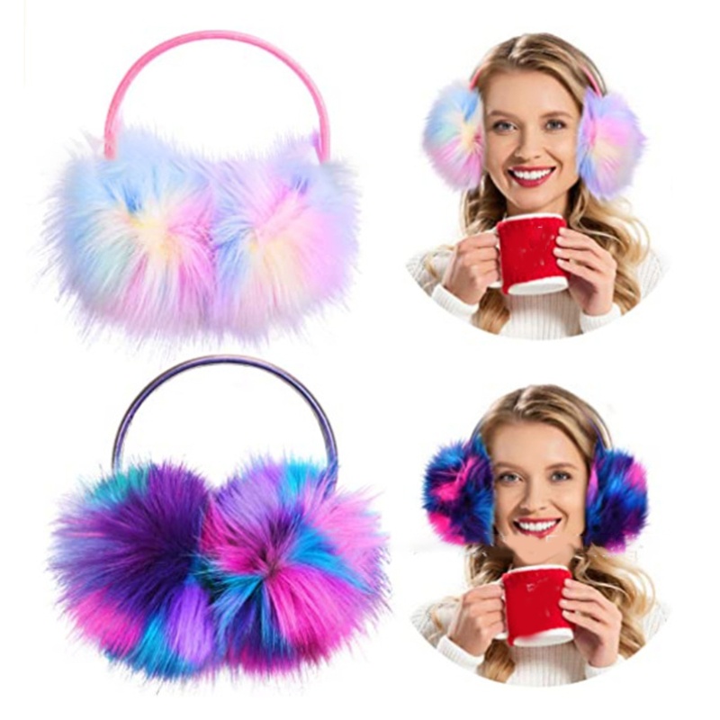 Chụp Tai Phủ Lông Màu Gradient Thời Trang Mùa Đông Cho Bé Gái