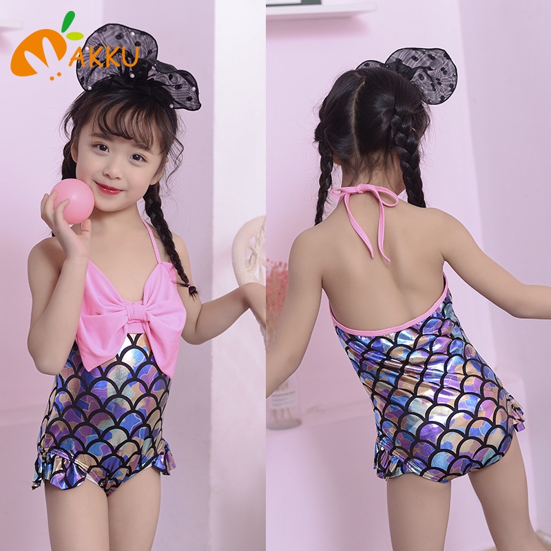 Bộ đồ bơi cho bé gái Trẻ em bikini một mảnh hình nơ nàng tiên cá thiết kế flash Áo tắm Đồ bơi cho bé Quần áo bơi AKKU
