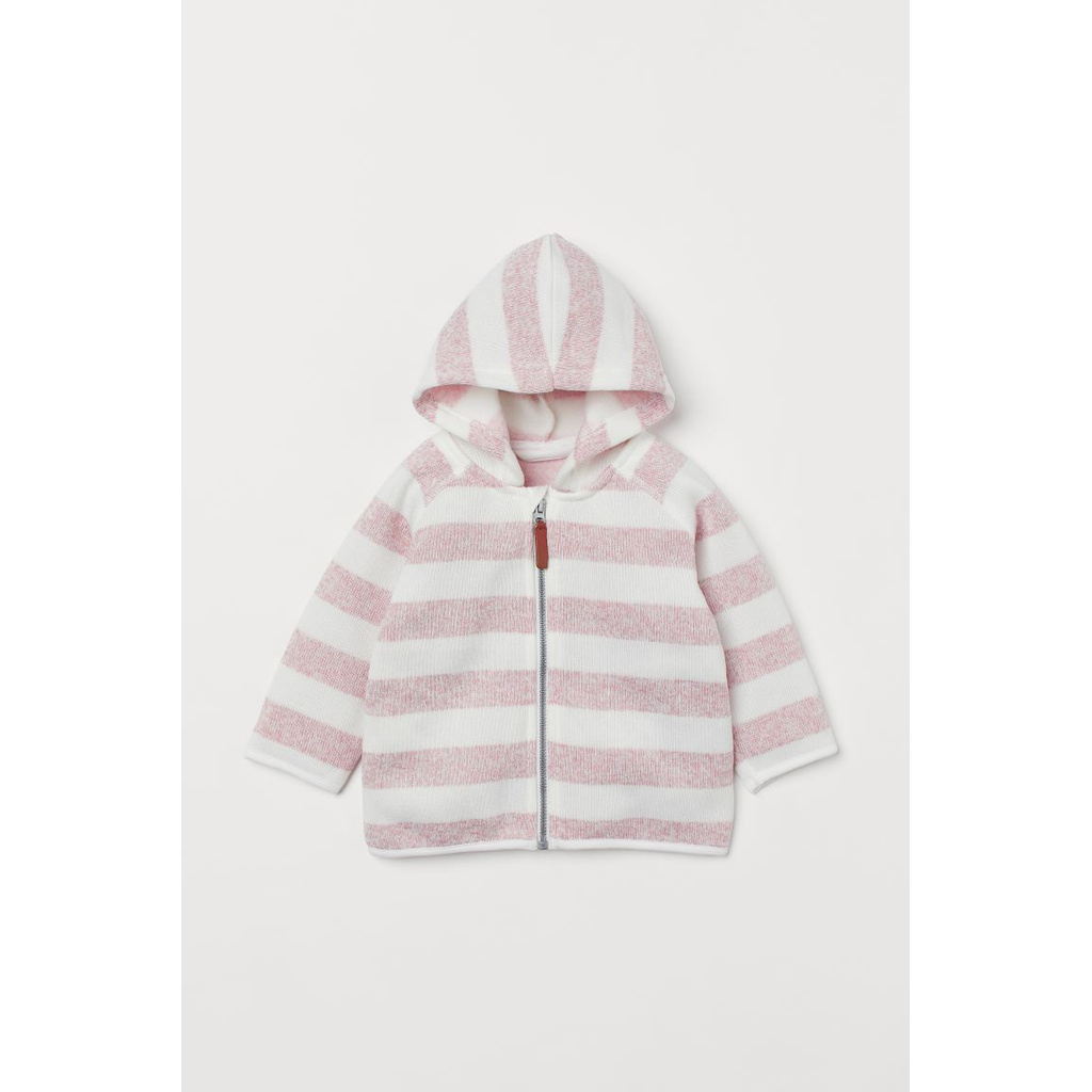 Áo khoác len cardigan kẻ hồng HM H&amp;M_Hàng chính hãng aututhentic